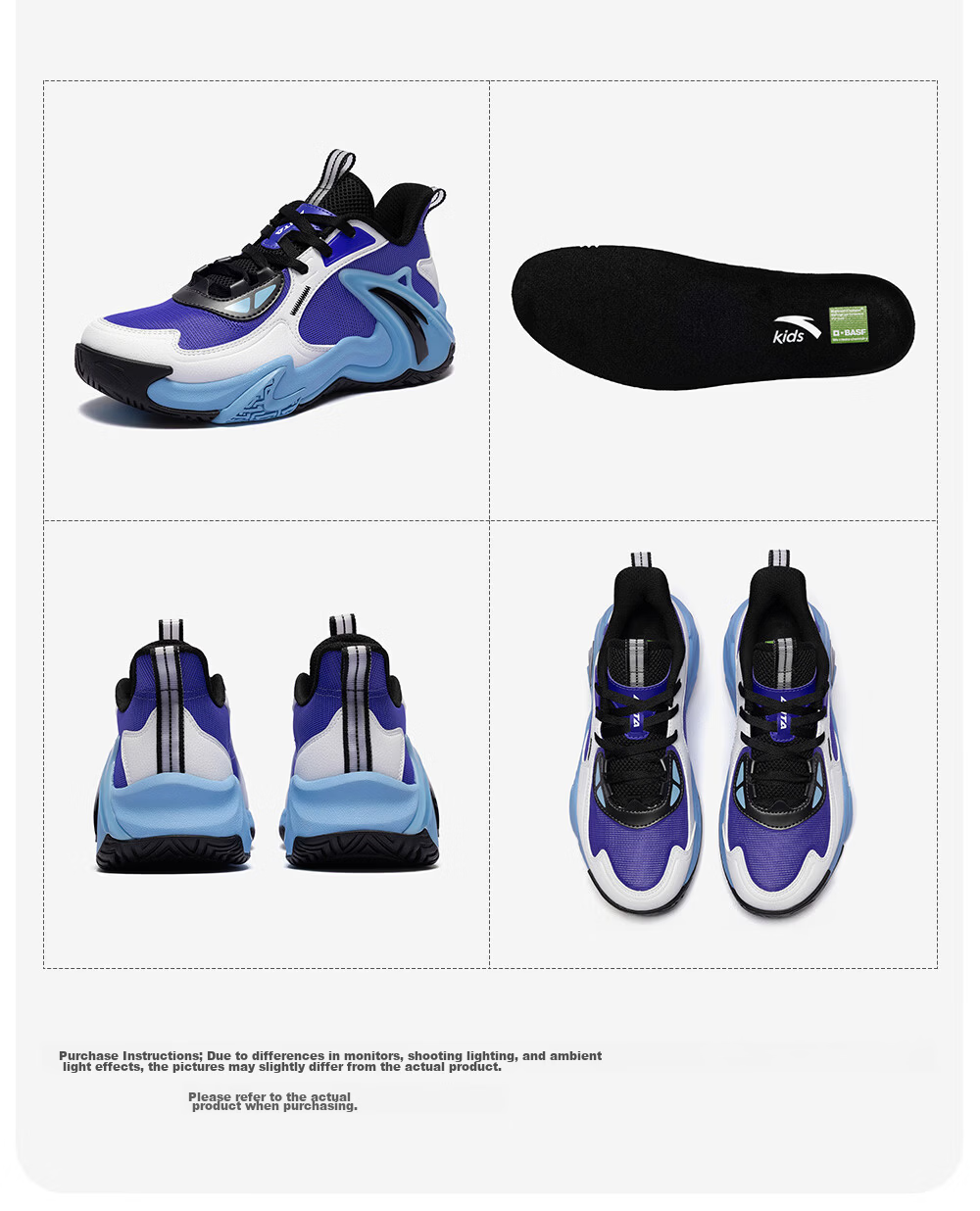 Anta Kids Boys Sports Shoes 2026 Summer Breathable Mesh Durable Basketball Shoes A12621112 19